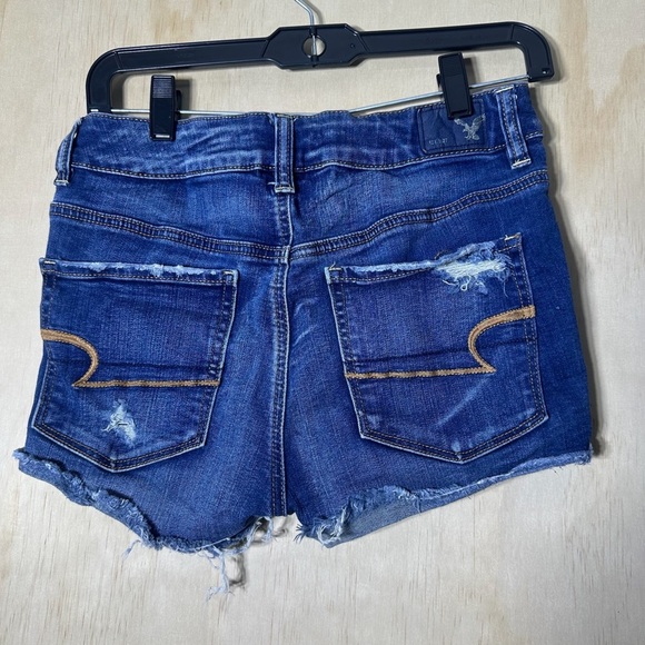 American Eagle Outfitters Blue Distressed Jean Shorts Size 8 Short Booty Shorts - Picture 5 of 8